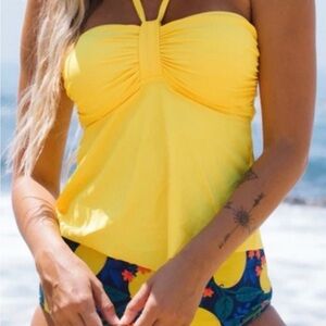 Vibrant Yellow Halter Swim Top